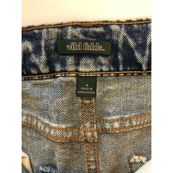 Wild Fable Acid Washed Raw Edge Denim Mini Skirt - Size 4 - Picture 3 of 7